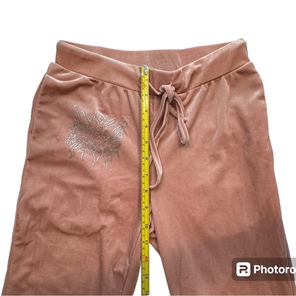 NWOT SHEIN ICON Rhinestone Drawstring Waist Velvet Flare Pants sz S - Picture 12 of 12